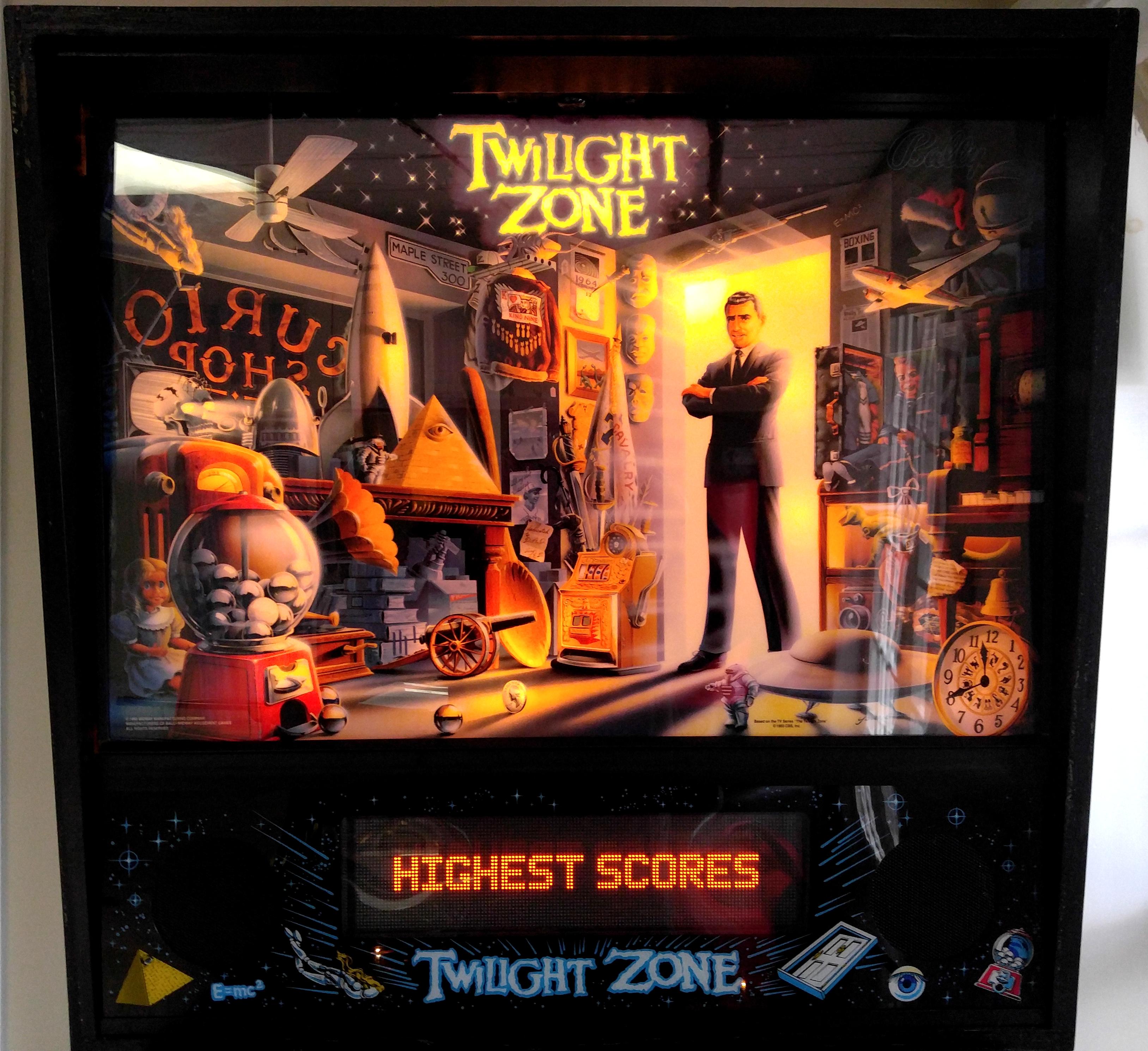 Twilight Zone Pinball Machine Back Box Front